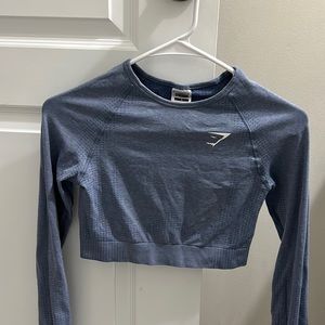 Gymshark cropped long sleeve workout top blue